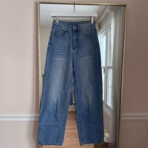 SHEIN Classic High Waist Straight Leg Denim Medium Blue Jeans Size XXS